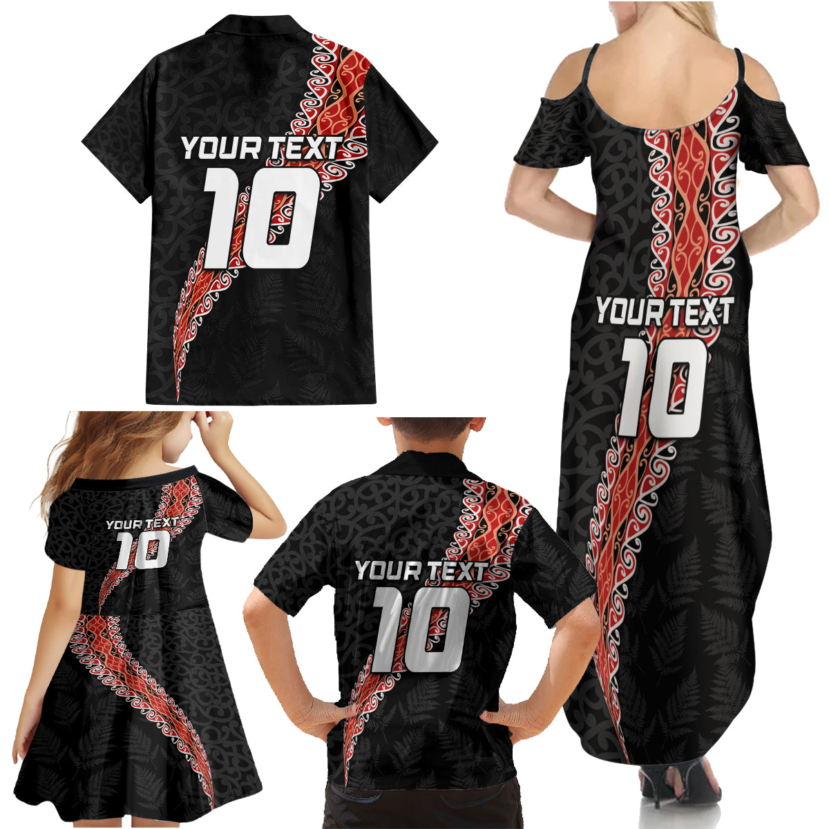 Custom New Zealand Rugby Family Matching Summer Maxi Dress and Hawaiian Shirt Maori and Silver Fern Half Style LT03 - Polynesian Pride