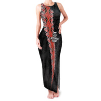 Custom New Zealand Rugby Family Matching Tank Maxi Dress and Hawaiian Shirt Maori and Silver Fern Half Style LT03 Mom's Dress Black - Polynesian Pride
