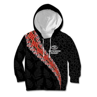 Custom New Zealand Rugby Kid Hoodie Maori and Silver Fern Half Style LT03 Hoodie Black - Polynesian Pride