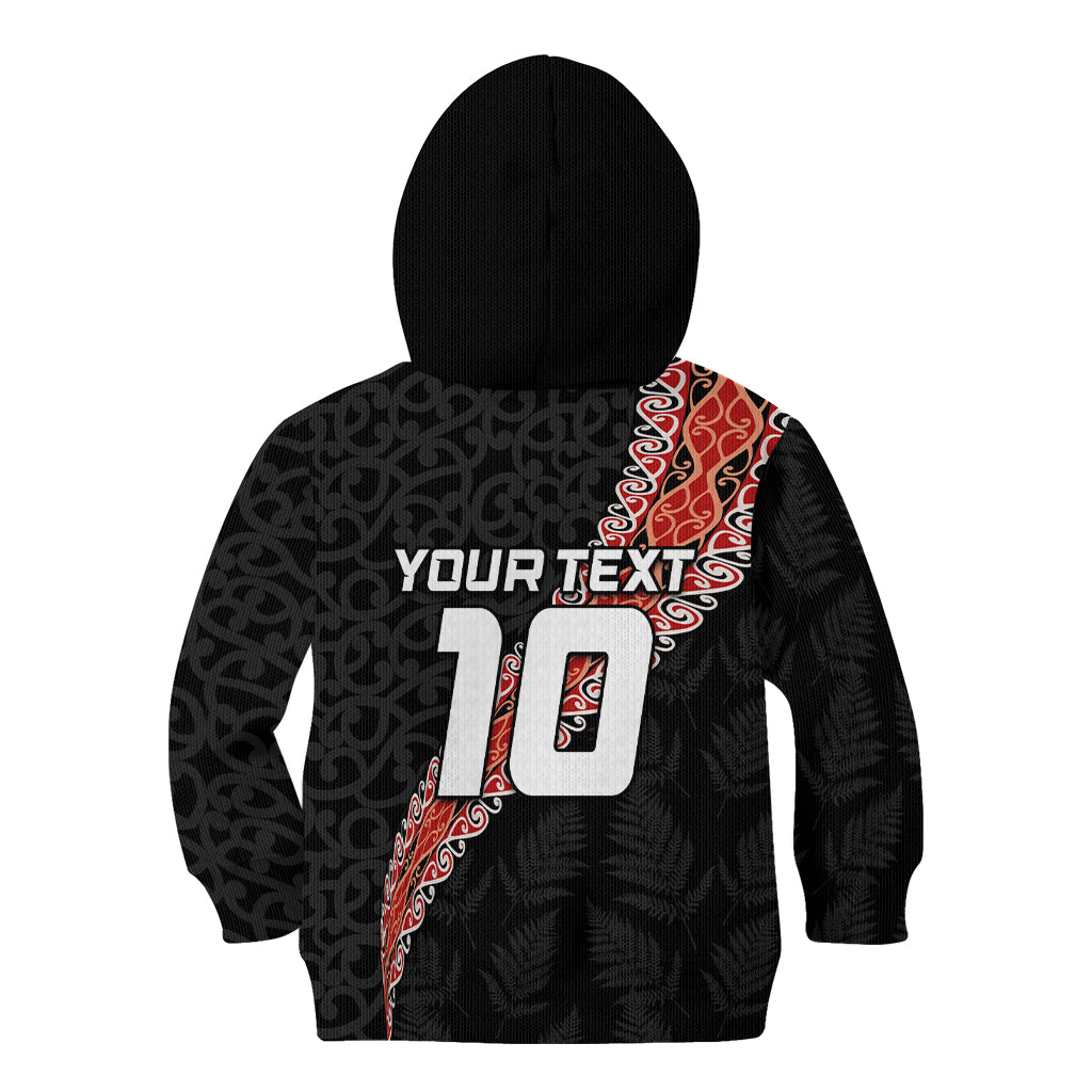 Custom New Zealand Rugby Kid Hoodie Maori and Silver Fern Half Style LT03 - Polynesian Pride