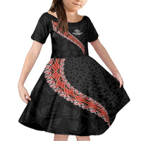Custom New Zealand Rugby Kid Short Sleeve Dress Maori and Silver Fern Half Style LT03 KID Black - Polynesian Pride