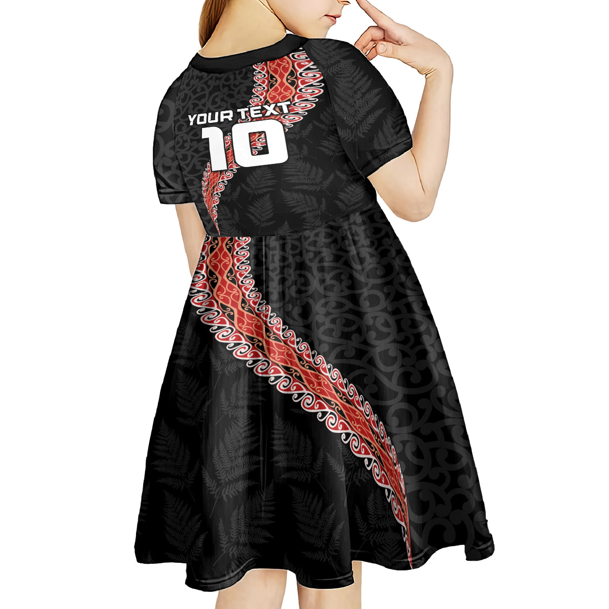 Custom New Zealand Rugby Kid Short Sleeve Dress Maori and Silver Fern Half Style LT03 - Polynesian Pride