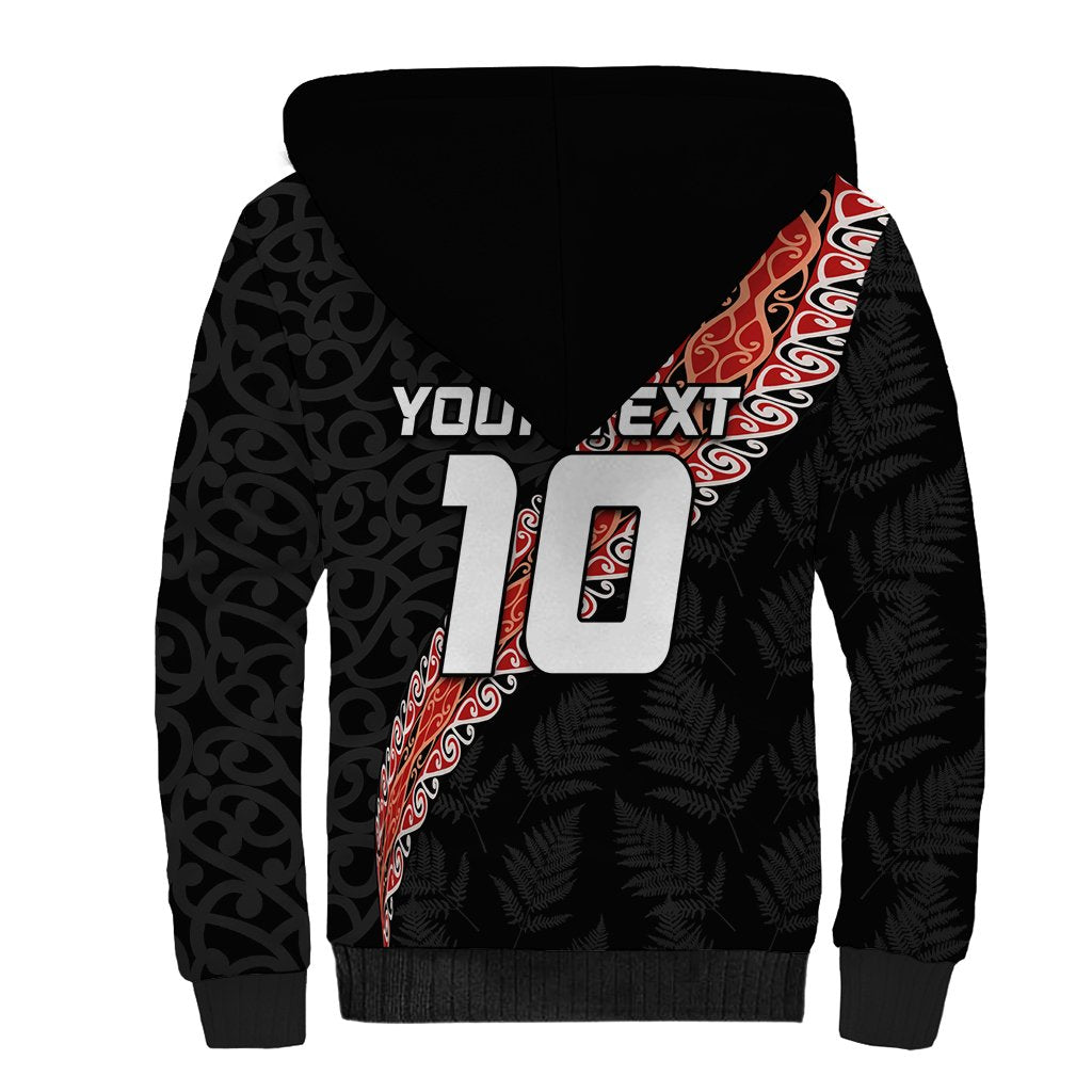 Custom New Zealand Rugby Sherpa Hoodie Maori and Silver Fern Half Style LT03 - Polynesian Pride