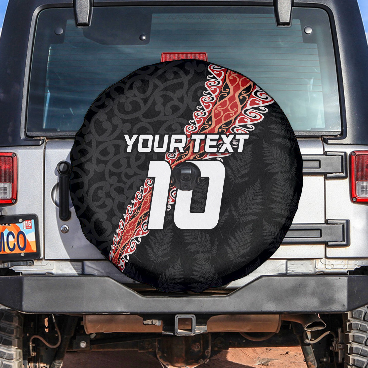 Custom New Zealand Rugby Spare Tire Cover Maori and Silver Fern Half Style LT03 Black - Polynesian Pride