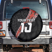 Custom New Zealand Rugby Spare Tire Cover Maori and Silver Fern Half Style LT03 Black - Polynesian Pride