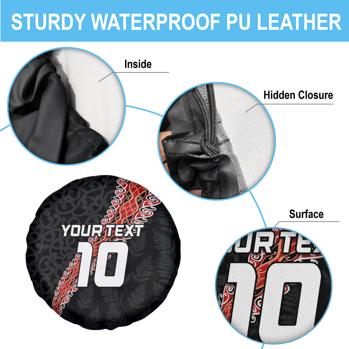 Custom New Zealand Rugby Spare Tire Cover Maori and Silver Fern Half Style LT03 - Polynesian Pride