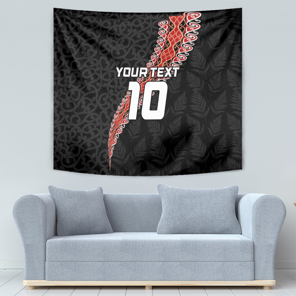Custom New Zealand Rugby Tapestry Maori and Silver Fern Half Style