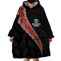 Custom New Zealand Rugby Wearable Blanket Hoodie Maori and Silver Fern Half Style LT03 - Polynesian Pride