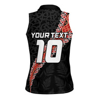 Custom New Zealand Rugby Women Sleeveless Polo Shirt Maori and Silver Fern Half Style LT03 - Polynesian Pride