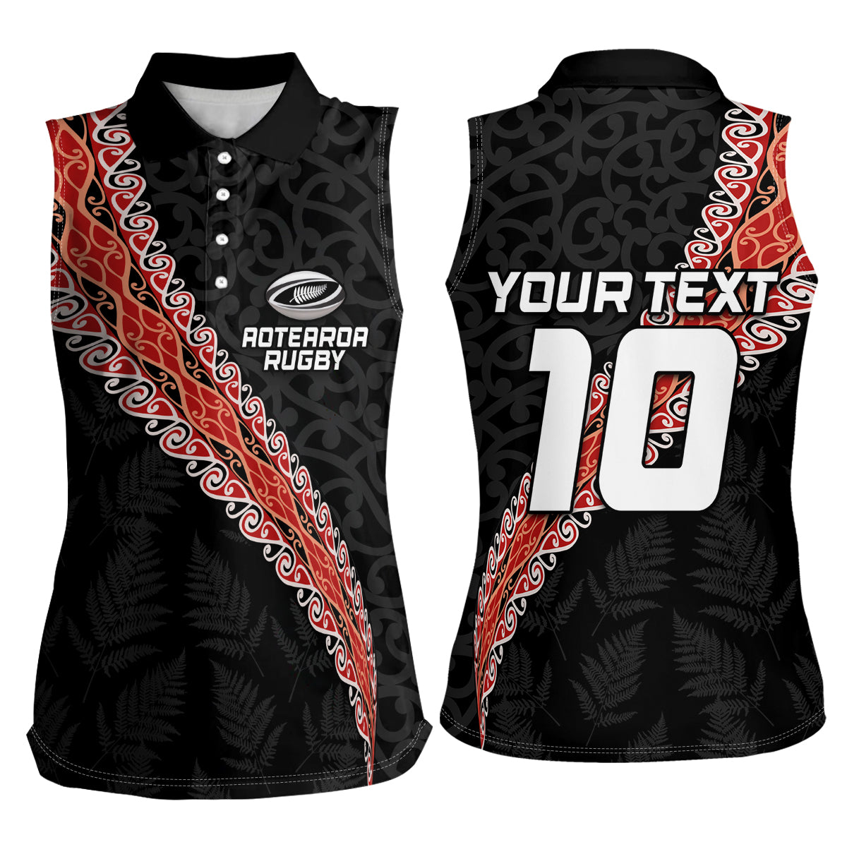 Custom New Zealand Rugby Women Sleeveless Polo Shirt Maori and Silver Fern Half Style LT03 - Polynesian Pride