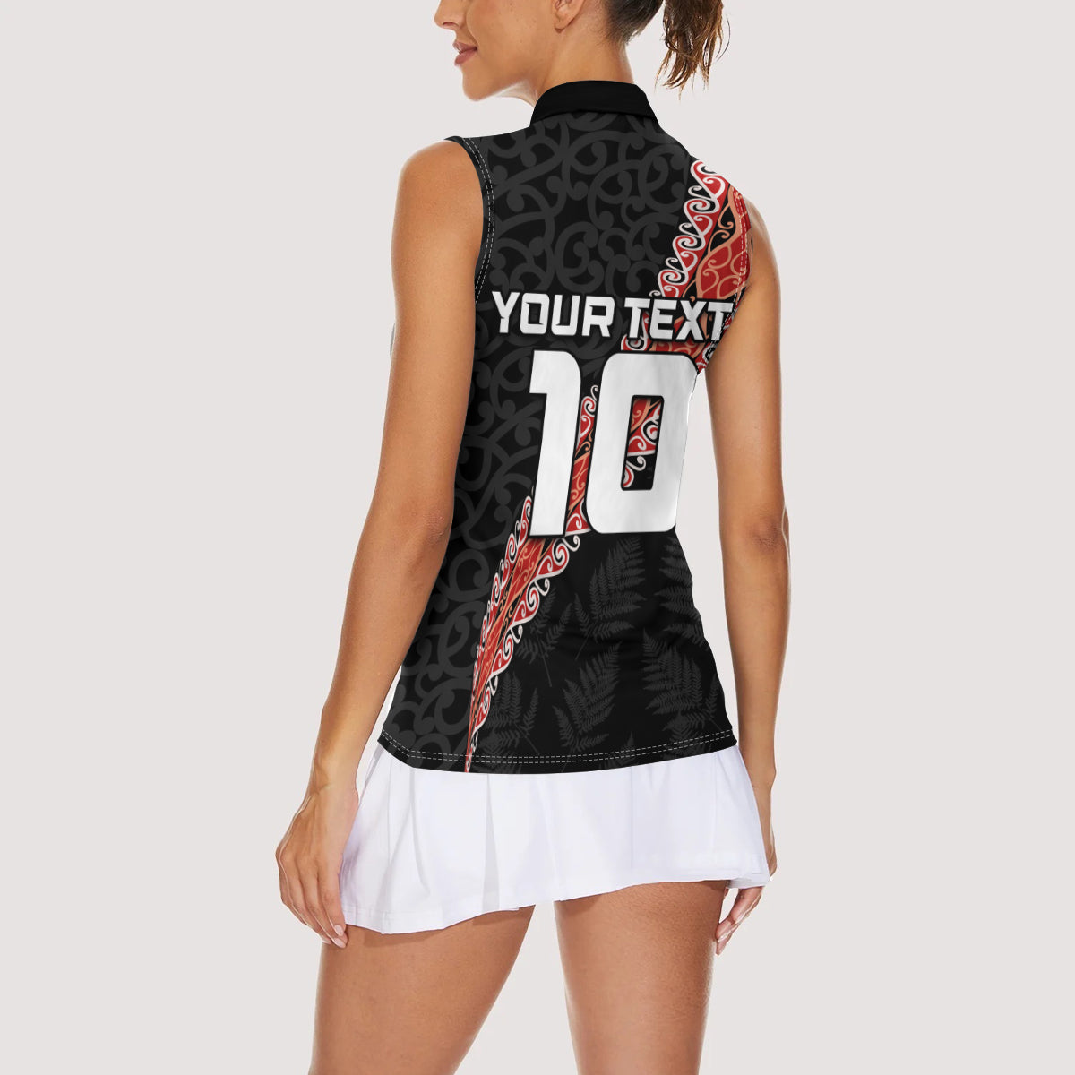 Custom New Zealand Rugby Women Sleeveless Polo Shirt Maori and Silver Fern Half Style LT03 - Polynesian Pride