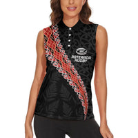 Custom New Zealand Rugby Women Sleeveless Polo Shirt Maori and Silver Fern Half Style LT03 - Polynesian Pride