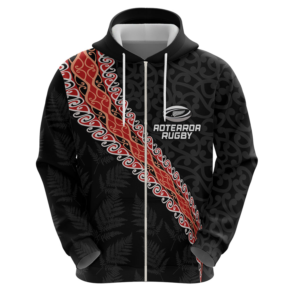 Custom New Zealand Rugby Zip Hoodie Maori and Silver Fern Half Style LT03 - Polynesian Pride