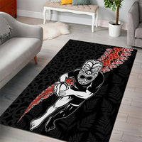 New Zealand Maori Warrior Rugby Area Rug Maori and Silver Fern Half Style LT03 - Polynesian Pride