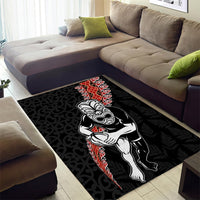 New Zealand Maori Warrior Rugby Area Rug Maori and Silver Fern Half Style LT03 - Polynesian Pride