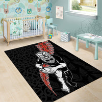 New Zealand Maori Warrior Rugby Area Rug Maori and Silver Fern Half Style LT03 - Polynesian Pride