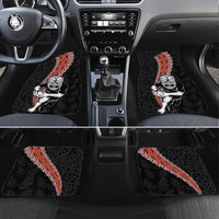 New Zealand Maori Warrior Rugby Car Mats Maori and Silver Fern Half Style LT03 Set 4pcs Black - Polynesian Pride