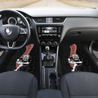 New Zealand Maori Warrior Rugby Car Mats Maori and Silver Fern Half Style LT03 Set 2pcs - Front Black - Polynesian Pride