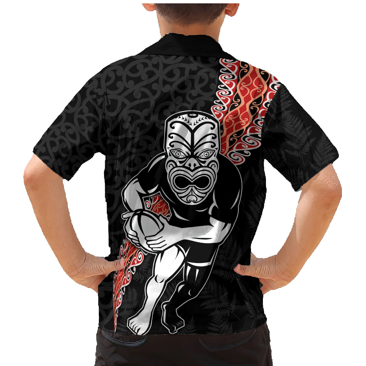 New Zealand Maori Warrior Rugby Family Matching Mermaid Dress and Hawaiian Shirt Maori and Silver Fern Half Style LT03 - Polynesian Pride