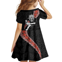 New Zealand Maori Warrior Rugby Family Matching Off Shoulder Short Dress and Hawaiian Shirt Maori and Silver Fern Half Style LT03 - Polynesian Pride