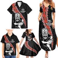 New Zealand Maori Warrior Rugby Family Matching Summer Maxi Dress and Hawaiian Shirt Maori and Silver Fern Half Style LT03 - Polynesian Pride