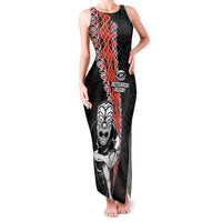 New Zealand Maori Warrior Rugby Family Matching Tank Maxi Dress and Hawaiian Shirt Maori and Silver Fern Half Style LT03 Mom's Dress Black - Polynesian Pride