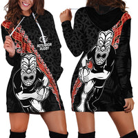 New Zealand Maori Warrior Rugby Hoodie Dress Maori and Silver Fern Half Style LT03 - Polynesian Pride