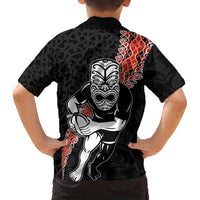 New Zealand Maori Warrior Rugby Kid Hawaiian Shirt Maori and Silver Fern Half Style LT03 - Polynesian Pride