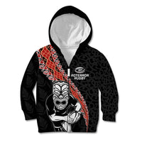 New Zealand Maori Warrior Rugby Kid Hoodie Maori and Silver Fern Half Style LT03 Zip Hoodie Black - Polynesian Pride