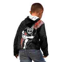 New Zealand Maori Warrior Rugby Kid Hoodie Maori and Silver Fern Half Style LT03 - Polynesian Pride