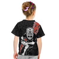 New Zealand Maori Warrior Rugby Kid T Shirt Maori and Silver Fern Half Style LT03 - Polynesian Pride