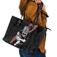 New Zealand Maori Warrior Rugby Leather Tote Bag Maori and Silver Fern Half Style LT03 - Polynesian Pride