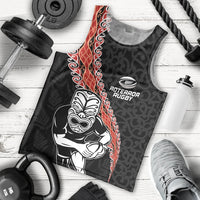 New Zealand Maori Warrior Rugby Men Tank Top Maori and Silver Fern Half Style LT03 - Polynesian Pride
