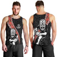 New Zealand Maori Warrior Rugby Men Tank Top Maori and Silver Fern Half Style LT03 - Polynesian Pride