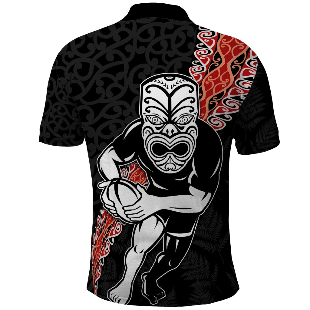 New Zealand Maori Warrior Rugby Polo Shirt Maori and Silver Fern Half Style LT03 - Polynesian Pride