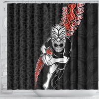 New Zealand Maori Warrior Rugby Shower Curtain Maori and Silver Fern Half Style LT03 - Polynesian Pride