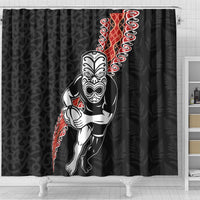 New Zealand Maori Warrior Rugby Shower Curtain Maori and Silver Fern Half Style LT03 - Polynesian Pride