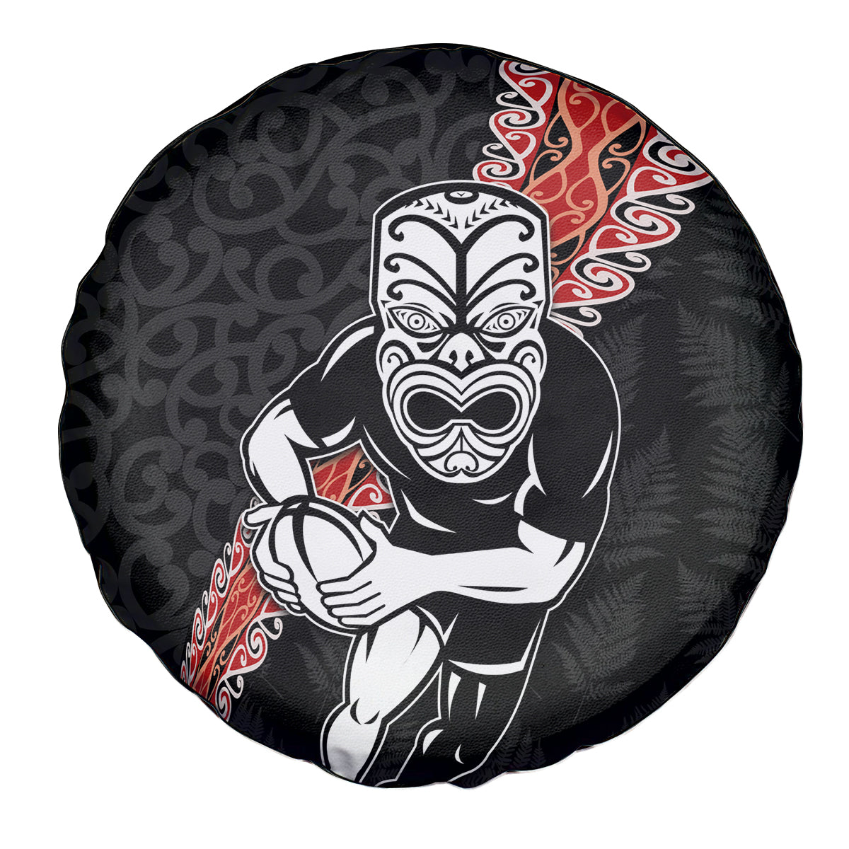 New Zealand Maori Warrior Rugby Spare Tire Cover Maori and Silver Fern Half Style LT03 - Polynesian Pride