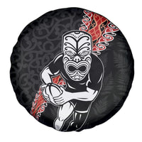 New Zealand Maori Warrior Rugby Spare Tire Cover Maori and Silver Fern Half Style LT03 - Polynesian Pride
