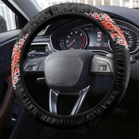 New Zealand Maori Warrior Rugby Steering Wheel Cover Maori and Silver Fern Half Style LT03 - Polynesian Pride