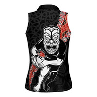 New Zealand Maori Warrior Rugby Women Sleeveless Polo Shirt Maori and Silver Fern Half Style LT03 - Polynesian Pride