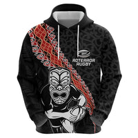 New Zealand Maori Warrior Rugby Zip Hoodie Maori and Silver Fern Half Style LT03 - Polynesian Pride