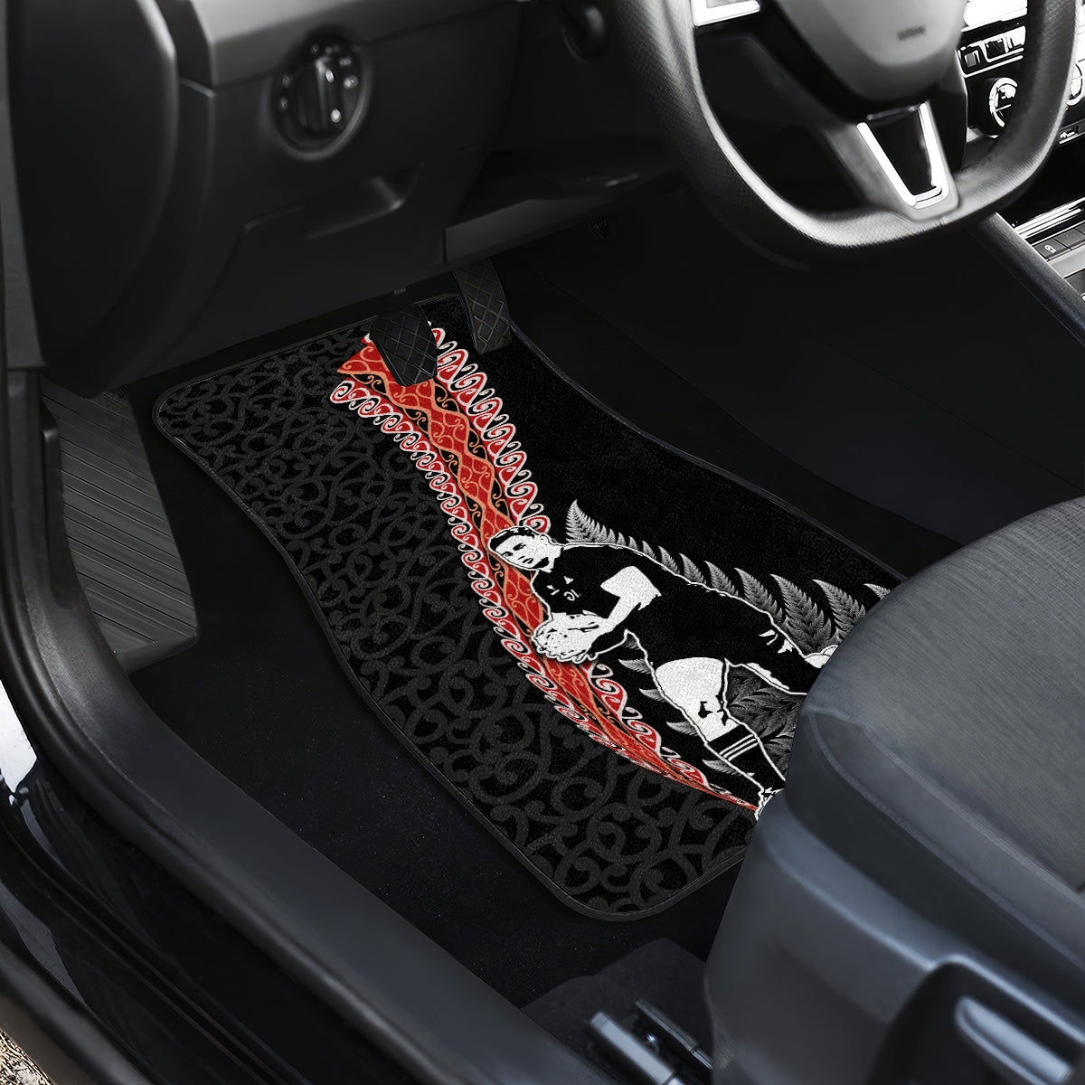 New Zealand Maori Rugby Player Car Mats Maori and Silver Fern Half Style LT03 - Polynesian Pride