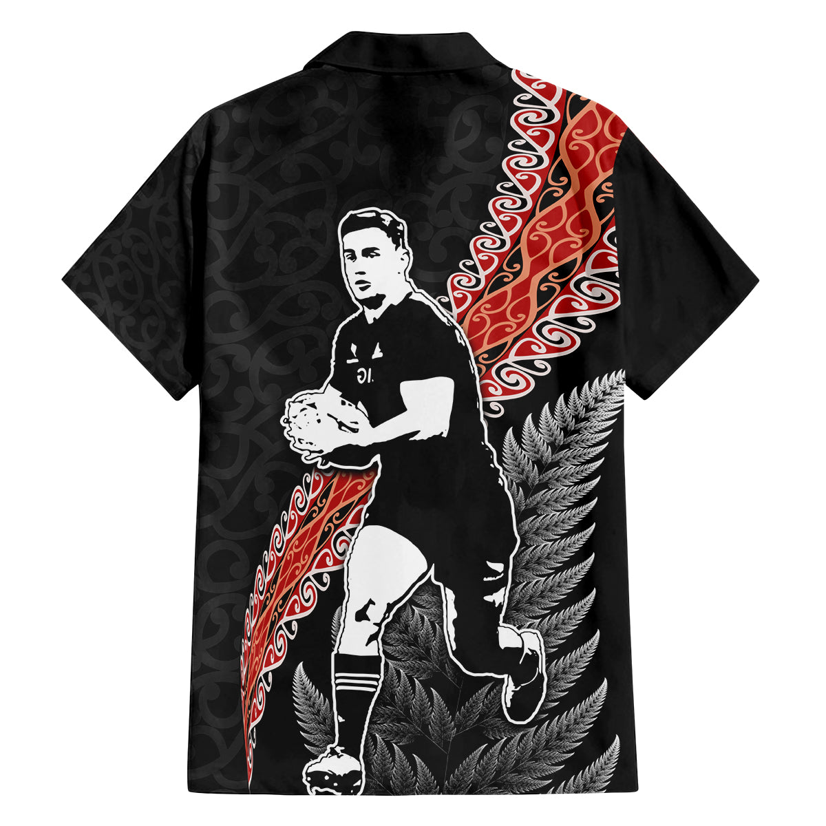 New Zealand Maori Rugby Player Family Matching Long Sleeve Bodycon Dress and Hawaiian Shirt Maori and Silver Fern Half Style LT03 - Polynesian Pride