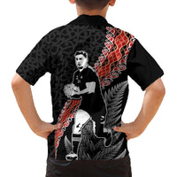 New Zealand Maori Rugby Player Family Matching Off Shoulder Short Dress and Hawaiian Shirt Maori and Silver Fern Half Style LT03 - Polynesian Pride