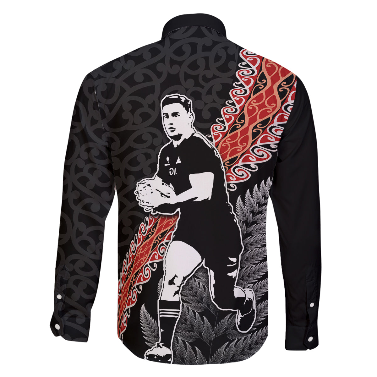 New Zealand Maori Rugby Player Family Matching Off Shoulder Short Dress and Hawaiian Shirt Maori and Silver Fern Half Style LT03 - Polynesian Pride