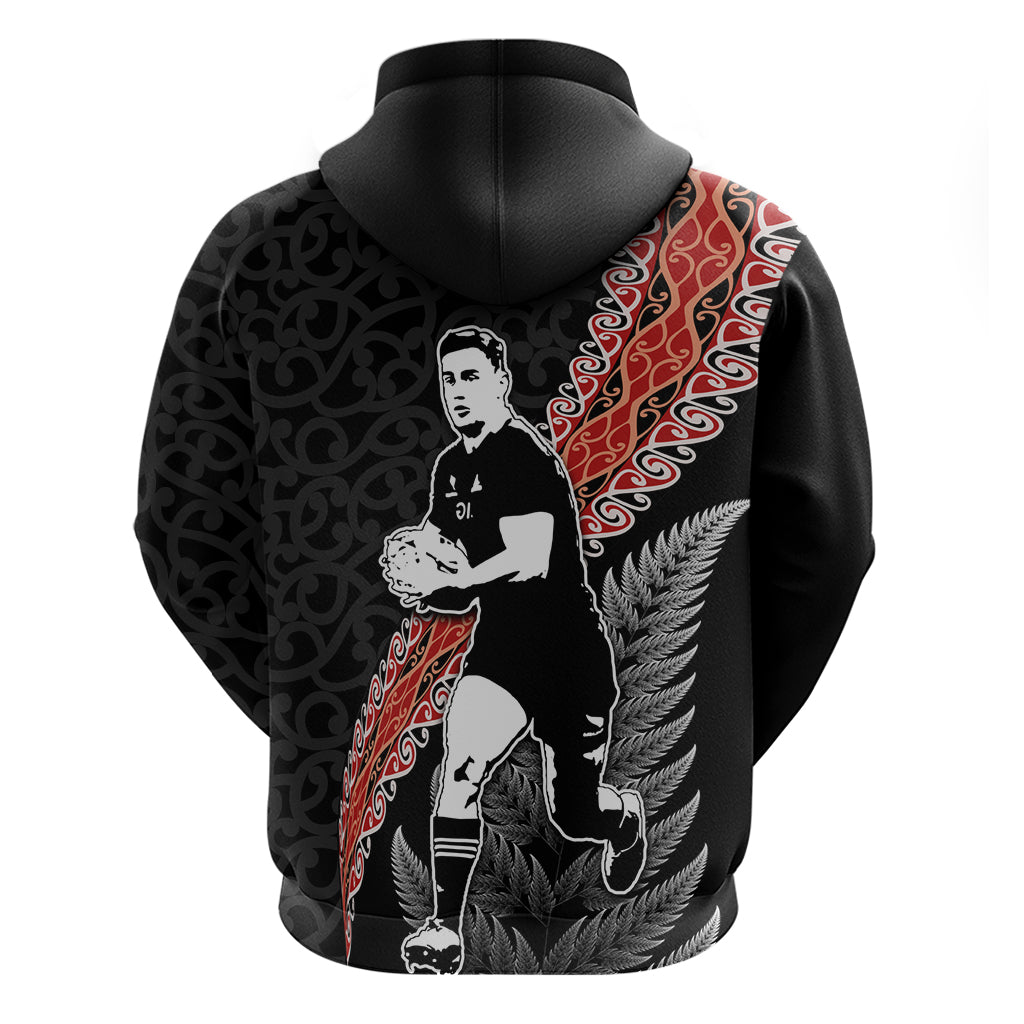 New Zealand Maori Rugby Player Hoodie Maori and Silver Fern Half Style LT03 - Polynesian Pride