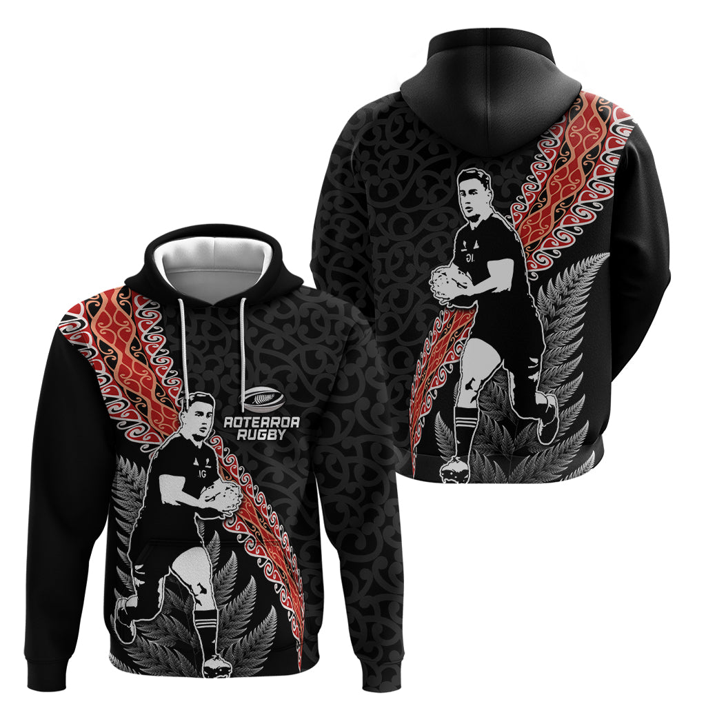 New Zealand Maori Rugby Player Hoodie Maori and Silver Fern Half Style LT03 - Polynesian Pride