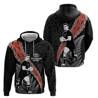 New Zealand Maori Rugby Player Hoodie Maori and Silver Fern Half Style LT03 - Polynesian Pride