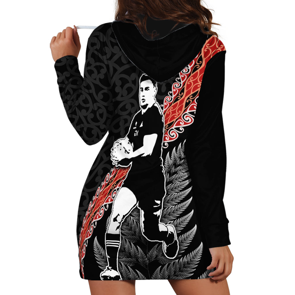 New Zealand Maori Rugby Player Hoodie Dress Maori and Silver Fern Half Style LT03 - Polynesian Pride